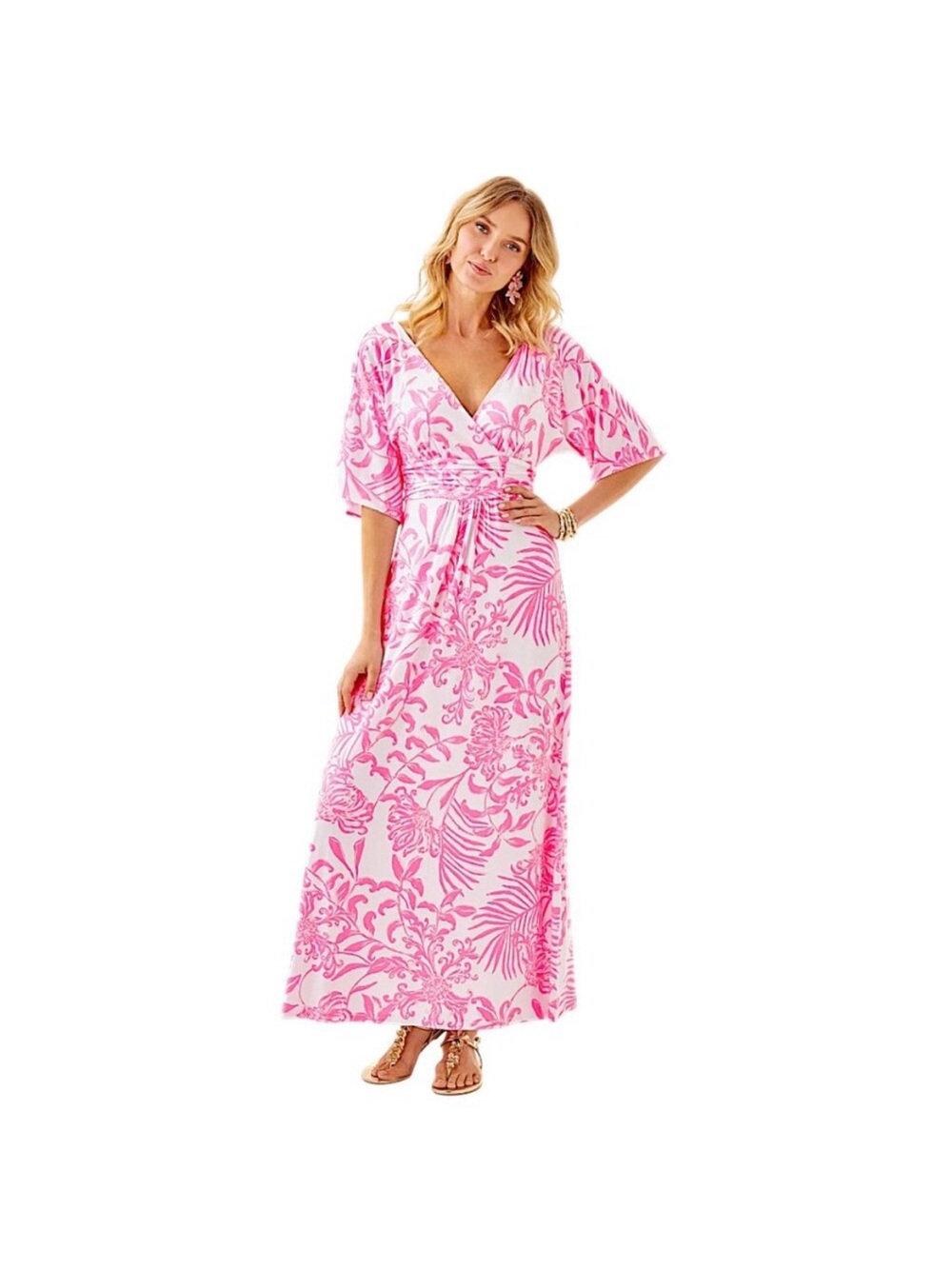 Glisten in the Sun pink V-Neck Women’s Parigi maxi Dress